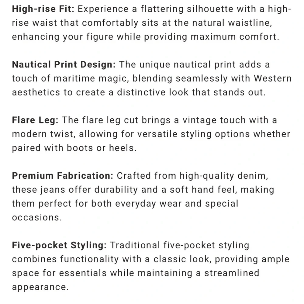 WRANGLER WOMEN'S HIGH RISE NAUTICAL PRINT WANDERER FLARE JEANS - Picture 8 of 11